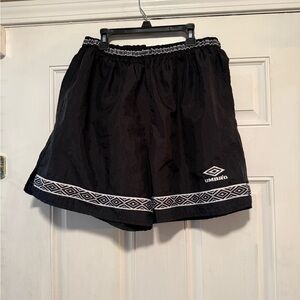 Vintage Umbro Black Athletic Shorts with White Accents